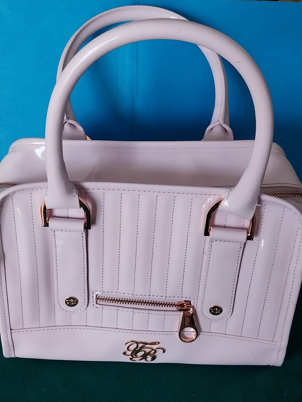Ted Baker Light Pink Patent Satchel with Rose Gold Hardware